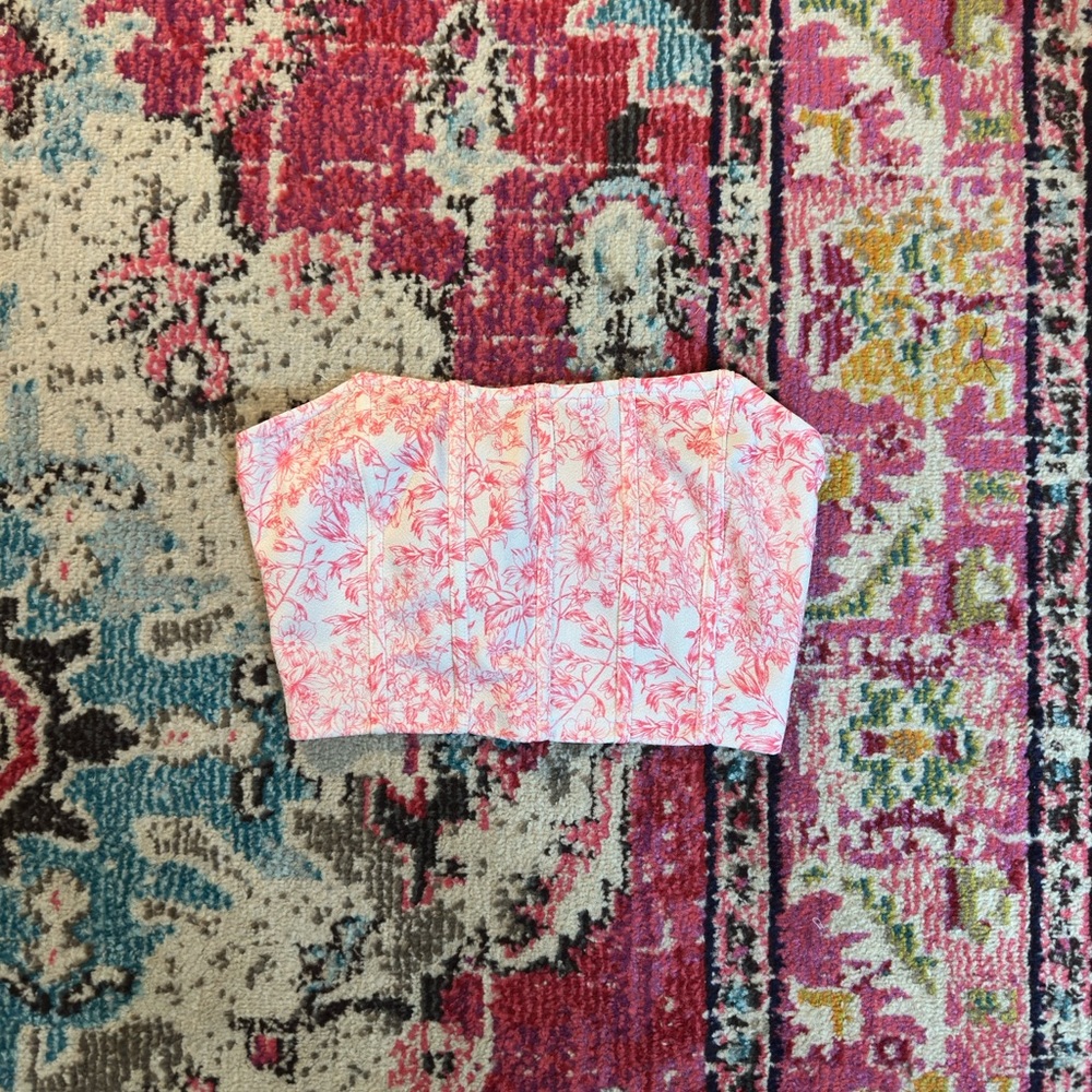 Floral Pink and White Corset Top (never worn)